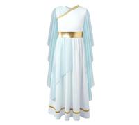 inlzdz Kids Girls Mythos Greek Rome God Toga Aphrodite Athena Halloween Cosplay Dress Up Costume Light Blue 13-14 Years