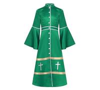 inlzdz Kids Girls Priest Style Cassock Long Sleeve Button Down Maxi Length Choir Costume Green 13-14 Years