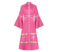 inlzdz Kids Girls Priest Style Cassock Long Sleeve Button Down Maxi Length Choir Costume Hot Pink 5-6 Years