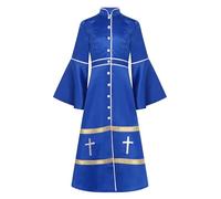 inlzdz Kids Girls Priest Style Cassock Long Sleeve Button Down Maxi Length Choir Costume Royal Blue 9-10 Years