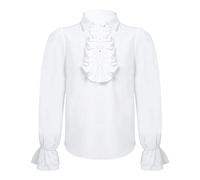 inlzdz Kids Pirate Shirt Steampunk Vampire Gothic Renaissance Poet Shirt Role Play Costume White 7-8 Years