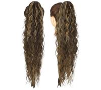 Inlzdz Long Corn Shaped Synthetic Hair Clip With Water Wave Curly Ponytail Wig Extension Hairstyle Accessory For Women And Teens Brown One Size