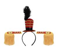 inlzdz Majorette Marching Band Hat Headband with Tassel Blazer Epaulet Circus Ringmaster Costume Accessory Red A One Size