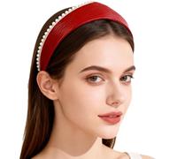 inlzdz Medieval Vintage Crown Headband For Women Elizabethan Coronet Pilgrim Renaissance Outfit Accessory Red A One Size