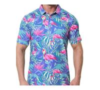 inlzdz Men's Golf Collared Shirt with Buttons, Plaid Pattern, Trend 3D Digital Printing, Short Sleeves, Loose & Simple Casual Type A XL