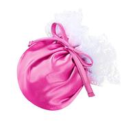 inlzdz Mens Satin Tanning Pouch C-String Sissy Lace Compact Bag Drawstring Thong Lingerie Underwear Rose One Size