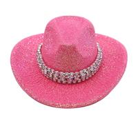 inlzdz Mini Western Cowboy Hats Glitter Cowgirl Hat Hair Clips Disco Party Dress Up Accessories 1Pc Hot Pink One Size