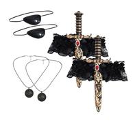 inlzdz Pirate Sword Dagger With Lace Bow, Plastic Sword Toy Elastic Thigh Garter Pirate Accessories 6Pcs One Size