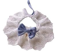 Inlzdz Princess Lace Cat Necklace With Bow Tie Soft Adjustable Collar Accessories For Kittens Photoshoots Blue M