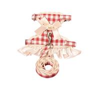 Inlzdz Puppy Harness Dress With Leash Set Nopull Escape Proof Soft Vest For Small Dog Cute Bowknot Harnesses Red S