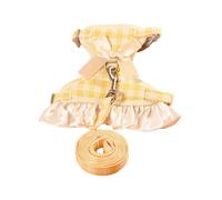 Inlzdz Puppy Harness Dress With Leash Set Nopull Escape Proof Soft Vest For Small Dog Cute Bowknot Harnesses Yellow S