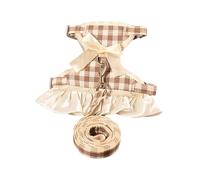 Inlzdz Puppy Harness Dress With Leash Set Nopull Escape Proof Soft Vest For Small Dog Cute Bowknot Harnesses Brown M