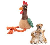 inlzdz Rooster-Themed Interactive Dog Toy Squeaky Plush Crinkle Wings and Chew Rope Legs for Small Medium Dogs Brown One Size