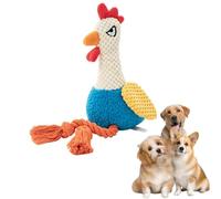 inlzdz Rooster-Themed Interactive Dog Toy Squeaky Plush Crinkle Wings and Chew Rope Legs for Small Medium Dogs Blue One Size