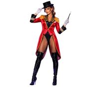 inlzdz Sequin Ringmaster Outfit Set Carnival Outfit for Women | Lion Tamer Costume,with Hat Magic Wand Gloves,Magician Themed Costume Set,Ringmaster Tailcoat,Drum Trumpet Team Uniform