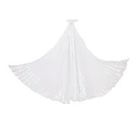 inlzdz Shimmery Angel Wings Fairy Wings Cloak With Finger Loops, Worship Dance Wings, Dance Costume Props White 55cm