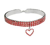 Inlzdz Shiny Pet Collar For Cats Dogs Bling Rhinestone Heart Pendant Jewelry For Parties Photos Wedding Red L