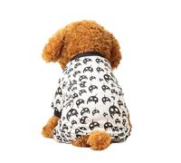 inlzdz Spooky Print Dog Pajamas Soft Stretchy Pet Jumpsuit Halloween Outfit For Small Puppies Chihuahua Yorkie White M