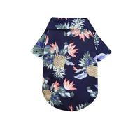 Inlzdz Summer Dog Hawaiian Shirt Stylish Floral Print Pet Clothes Lightweight Cool Dogs Shirts For Beach Parties Pineapple Navy Blue XL