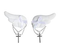 Inlzdz Sweet Wings Ears Hair Clip Goth Cross Hair Clips Bowknot Lolita Anime Cosplay Yk Headwear White One Size