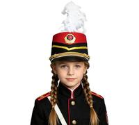 inlzdz Toy Soldier Hat Halloween Carnival Performance Accessory Marching Band Accessories Drum Major Props Black Red White One Size