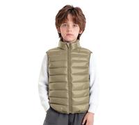 inlzdz Unisex Kids Padded Gilet Boys and Toddlers' Lightweight Water-Resistant Packable Puffer Vest Khaki 5-6 Years