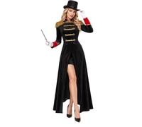 inlzdz Women Circus Trainer Costume with Hats Wand Gloves | Trapeze Artist Circus Acrobat Costume,Sequin Ringmaster Outfit Set,Lion Tamer Outfit for Themed Parties,Long Sleeve