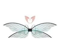 inlzdz Women Flower Fairy Sparkling Dragonfly Wings With Elf Ears For Masquerade Themed Party Black One Size