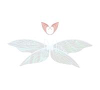 inlzdz Women Flower Fairy Sparkling Dragonfly Wings With Elf Ears For Masquerade Themed Party White One Size