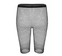 inlzdz Women Ladies Black Tights Fishnet Sheer Mesh Legging Shorts Hot Pants Stockings Clubwear Medium Fishnet Black One Size