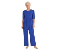 inlzdz Women's Adaptive Clothing Anti-Strip Jumpsuit Easy Care Jumpsuit Bottom Back Zipper Romper Nightwear RoyalBlue M