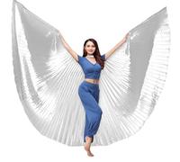 inlzdz Women's Belly Dance Costume Worship Angle Wings (no Stick) For Halloween Performance Adult Silver One Size
