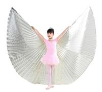 inlzdz Women's Belly Dance Costume Worship Angle Wings (no Stick) For Halloween Performance Kid Silver One Size