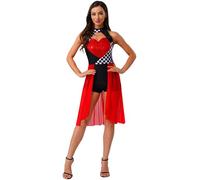 inlzdz Womens Queen Costume Red Hearts Carnival Fairy Tale Party Dress Race Car Driver Evil Costume Red 3XL