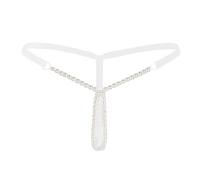 inlzdz Womens Sexy Pearl Bikini Massage G-Strings Thong Panties Knicker Lingerie Underwear White One Size