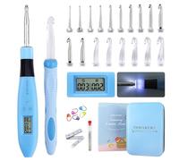 INMAKER Light up Crochet Hook Set, 18in1 Lighted Crochet Hook Set | 18 Interchangeable Heads(2.0-14.0mm), Stitch & Row Counter, 2 LED Modes, Ergonomic Design, Crochet Needles Gifts
