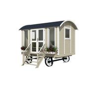Inmedias Garden Shepherds Hut Log Cabin - 3.6M X 2.4M - Glamping Pod Building With Decorative Wheels