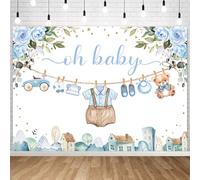 InMemory Baby Shower Backdrop Banner Baby Clothes Party Decorations A Little Boy is On The Way Background for Photography Cute Gender Sign Backdrops Photo Booth Props 6x4ft