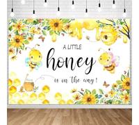 InMemory Bee Baby Shower Backdrop Banner Theme Party Decorations A Little Honey is On The Way Background for Photography Cute Gender Sign Backdrops Photo Booth Props 6x4ft
