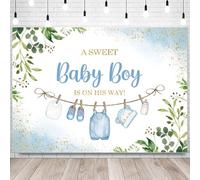 InMemory Boy Baby Shower Backdrop Oh Baby Clothes Welcome Newborn Party Decorations Banner Watercolor Floral A Sweet Baby is On The Way Sign Photography Background Photo Props 8x6ft
