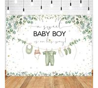 InMemory Greenery Baby Shower Backdrop Oh Baby Clothes Welcome Newborn Party Decorations Banner Watercolor Floral A Sweet Boy is On The Way Sign Photography Background Photo Props 7x5ft