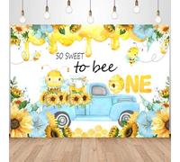 InMemory Honey Bee 1st Birthday Backdrop Blue Floral Boy First Birthday Party Decorations Banner So Sweet to Bee One Year Old Bday Photography Background Photo Booth Props 6x4ft