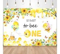 InMemory Honey Bee 1st Birthday Backdrop Honeycomb Floral First Birthday Party Decorations Banner So Sweet to Bee One Year Old Bday Photography Background Photo Booth Props 6x4ft