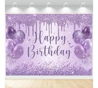 InMemory Purple Birthday Backdrop 16 18th 20th 30th 40th 50th 60th Banner