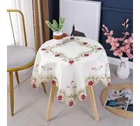 Inmerget 2PCS Little Rose Flower Embroidered Small Square Tablecloth Bedside Table Covers With Elegant Floral Patterns 22 x 22 inch/56x56 cm