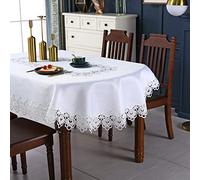 Inmerget Elegant White Lace Tablecloth Table Cover for Wedding Party Home Kitchen Living Room Table Decoration Oval 84.6 x 61 inch/155x215cm