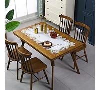 Inmerget Little Rose Flower Embroidered Small Rectangular Tablecloth Coffee Table Cover Rustic Style Table Top Decoration Rectangle Dresser Scarf 57x117cm