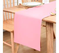 Inmerget Table Runner Solid Polyester 32x122 cm (12x48 inches), Farmhouse Runner for Coffee Table, Dresser, Living Room, Bedroom and Party Decor (Pink)