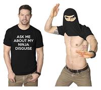 Inmindboom Mens Ask Me About My Ninja Disguise Flip T Shirt Funny Costume Graphic Humor Tee, Funny Fisherman T-shirt Gift, Adult Humor Costumes (XL)
