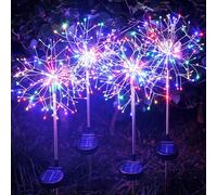 INMKALI Solar Garden Lights Outdoor Yard Decorations, 4 Pack 150Leds Pathway Light, Fairy Firework Stake Lights for Garden, Patio, Pathway, Flowerbed Multicolor